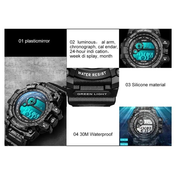 New Men LED Digital Watches Luminous Fashion Sport Waterproof Watches For Man - Picture 7 of 8